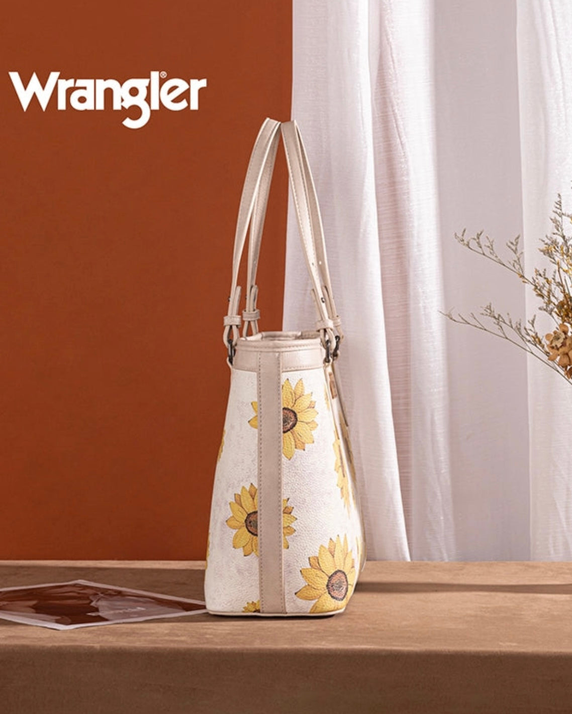 WRANGLER SUNFLOWER PRINT WIDE TOTE BAG