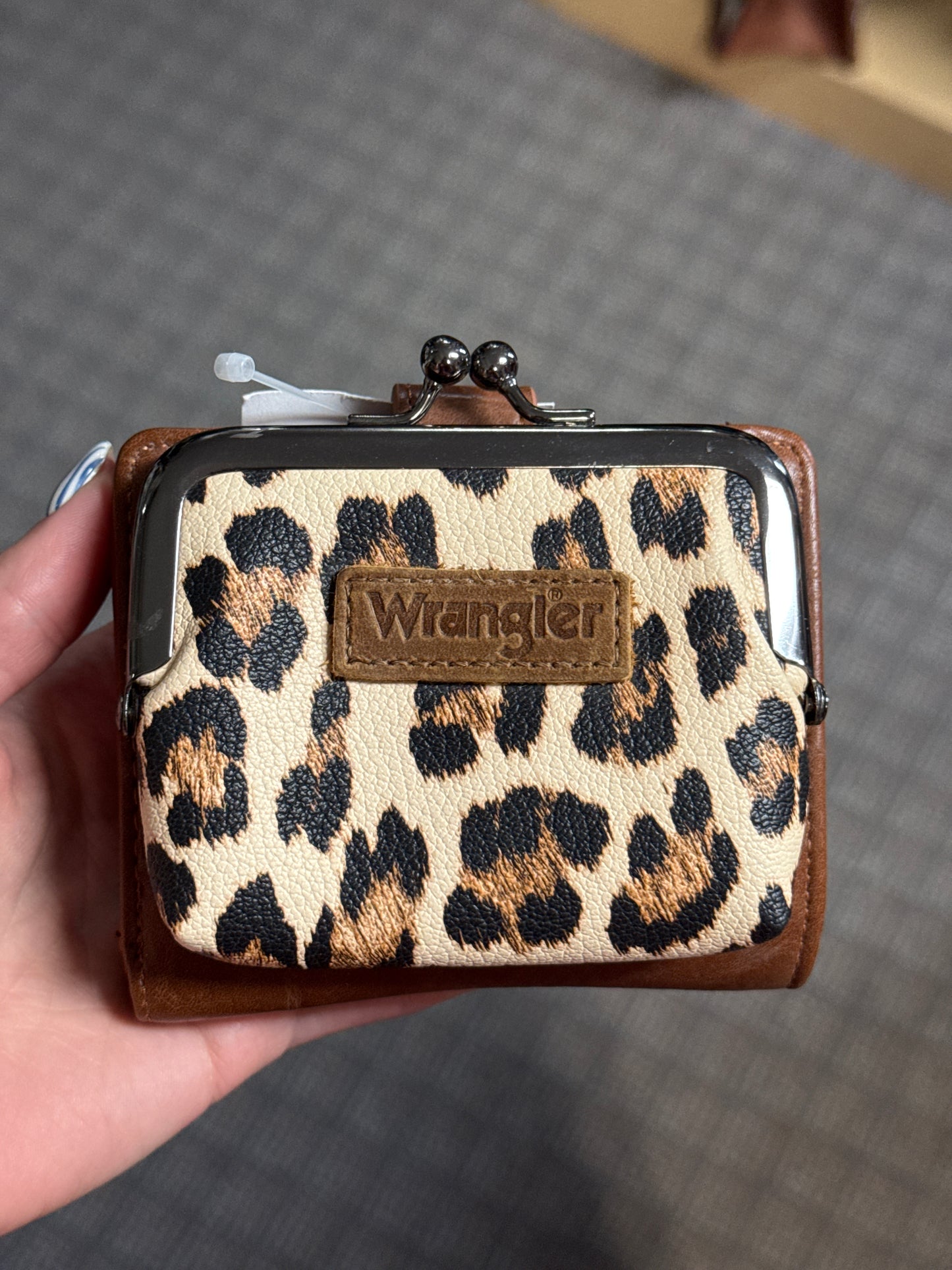 Wrangler Western Leopard Print Small Bi-Fold with Kiss Clasp Coin Purse