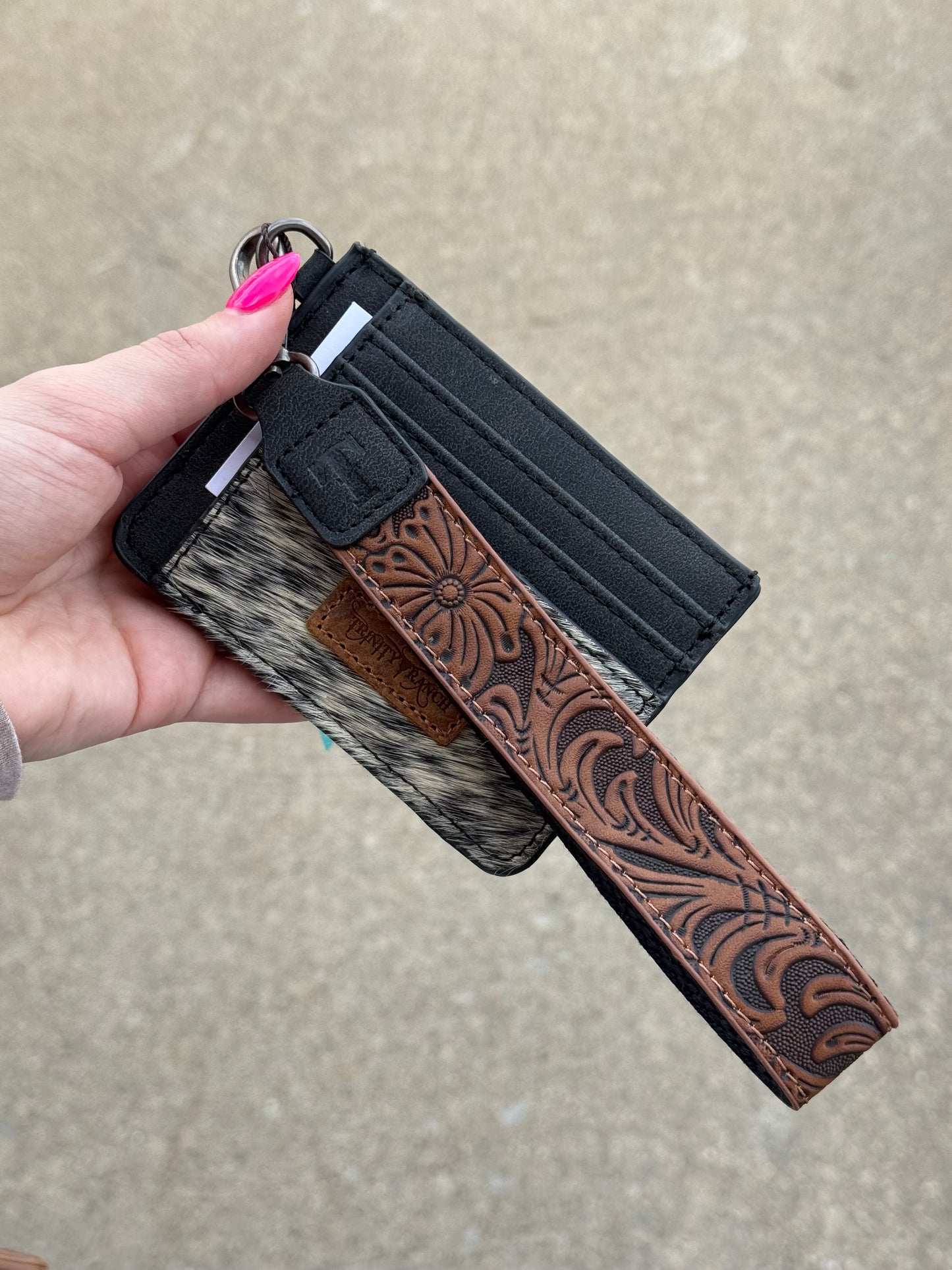 Trinity Ranch Hair-On Cowhide Collection Key Ring Card Case