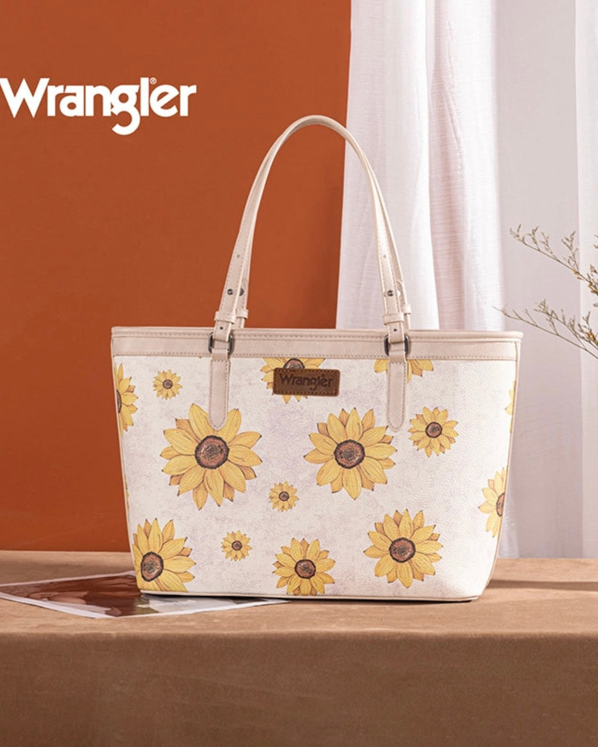 WRANGLER SUNFLOWER PRINT WIDE TOTE BAG