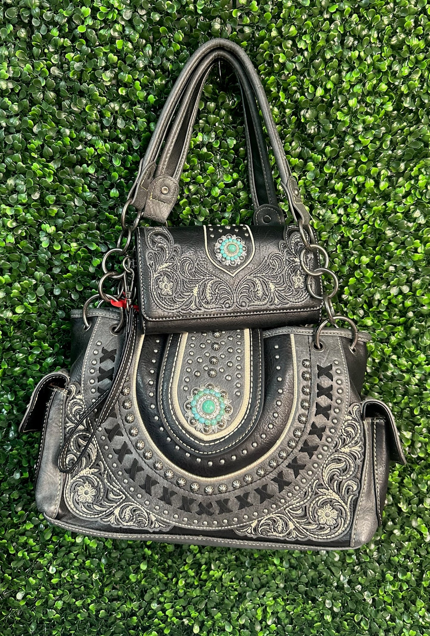 Montana West Concho Collection Satchel/Wallet Set