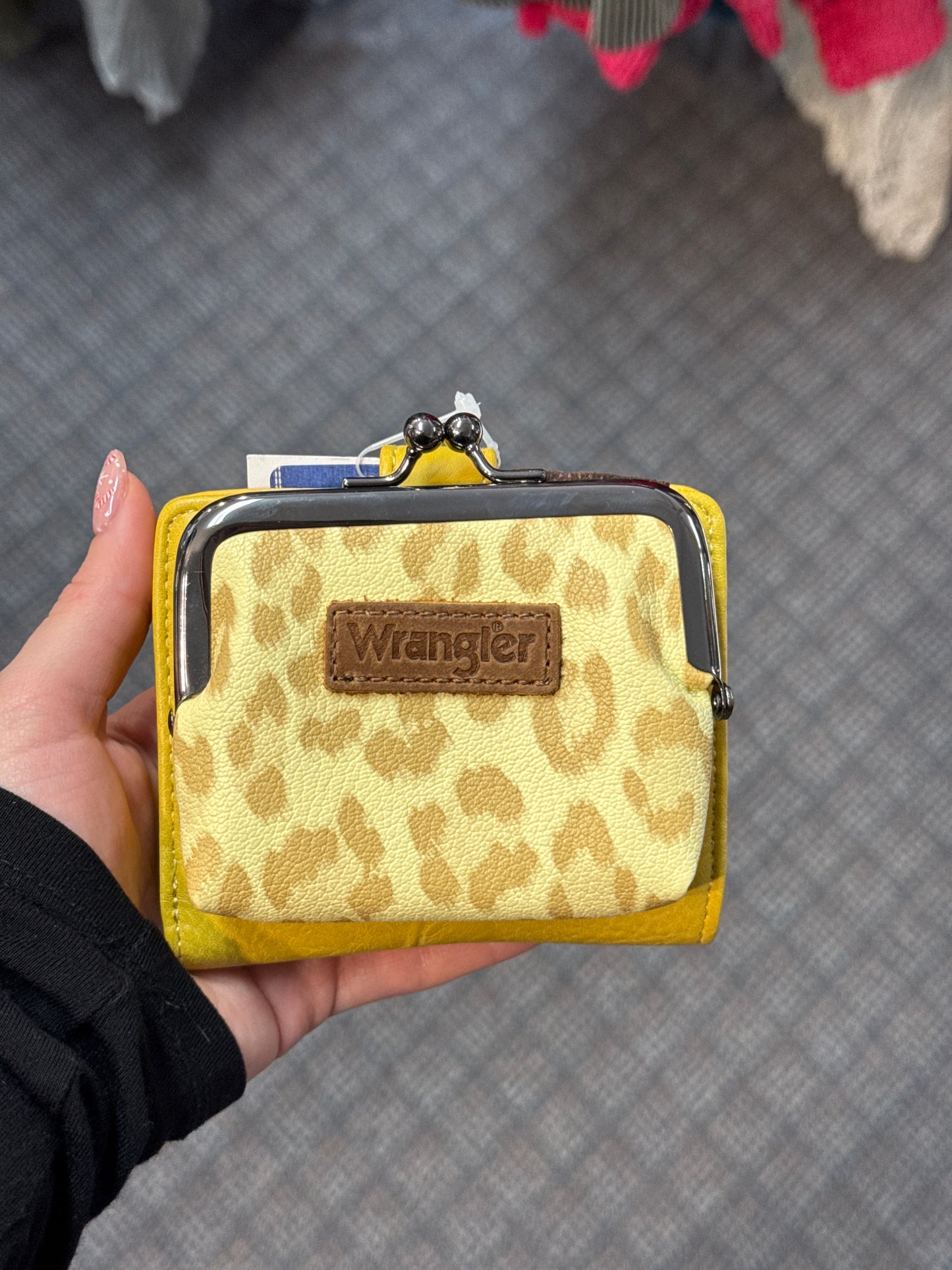 Wrangler Western Leopard Print Small Bi-Fold with Kiss Clasp Coin Purse