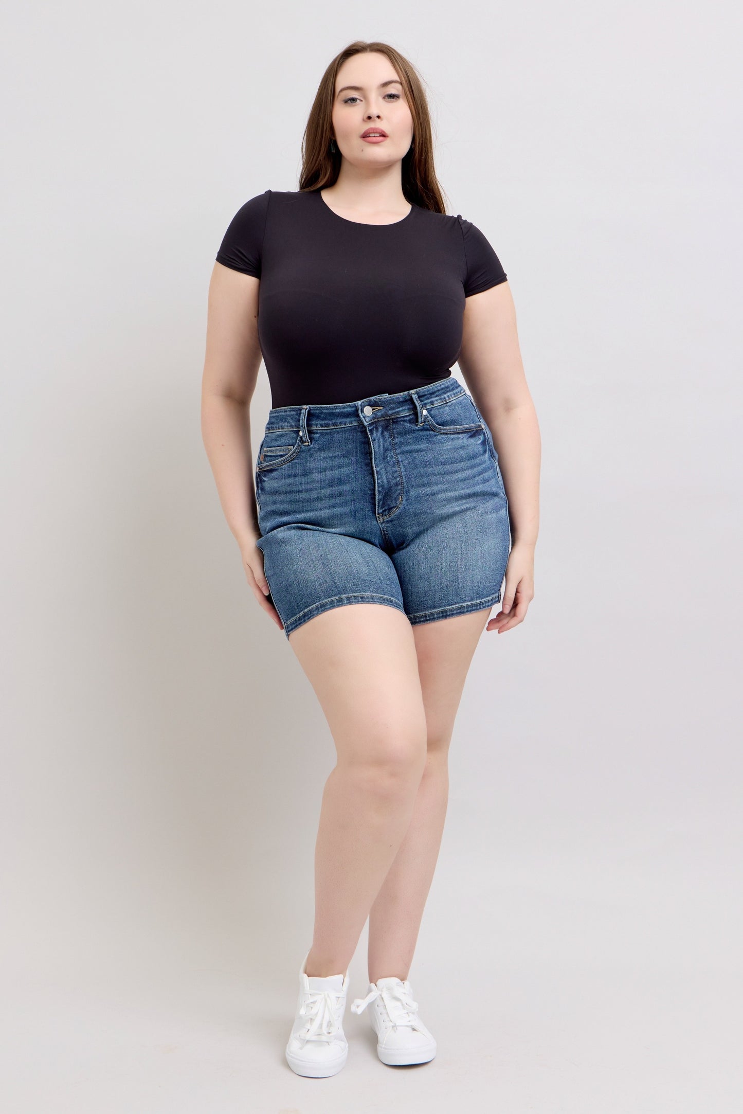 Judy Blue Tummy Control Mid Length Shorts