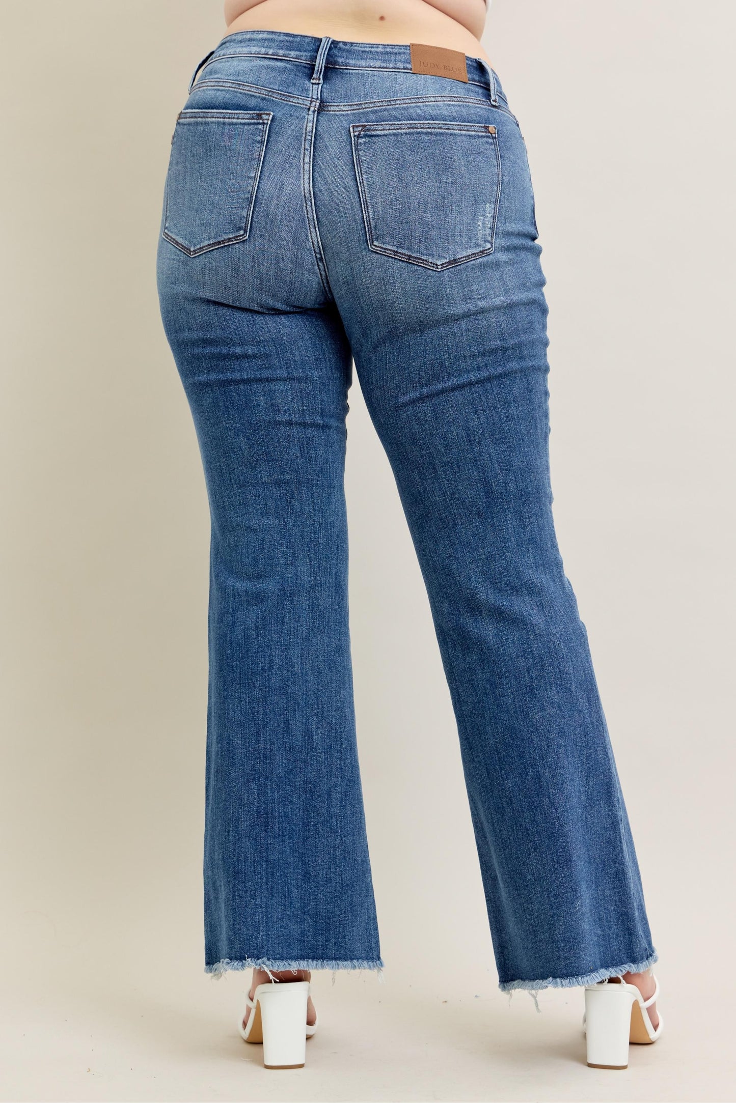 Judy Blue Mid Rise Vintage Wash Flare W/ Destroy And Fray Hem