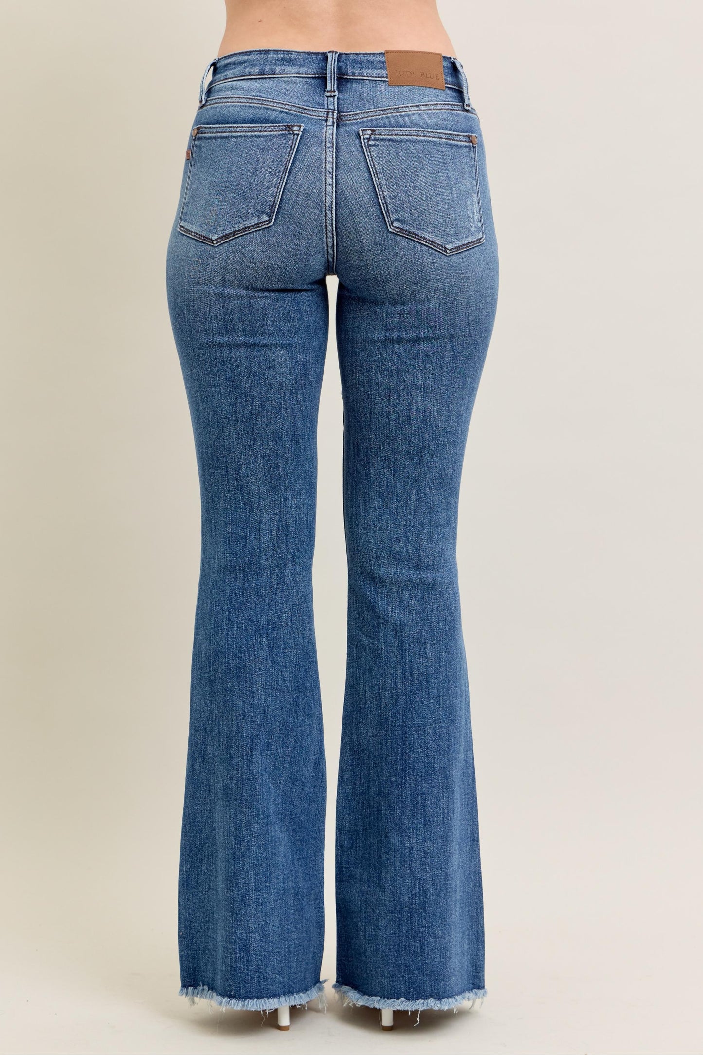 Judy Blue Mid Rise Vintage Wash Flare W/ Destroy And Fray Hem