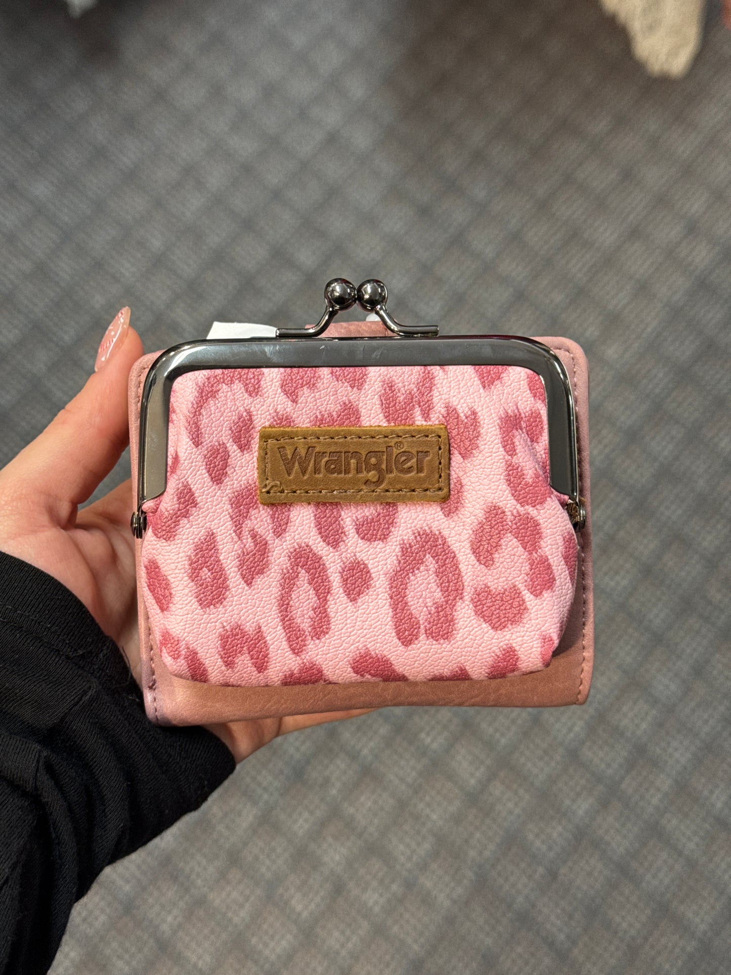 Wrangler Western Leopard Print Small Bi-Fold with Kiss Clasp Coin Purse