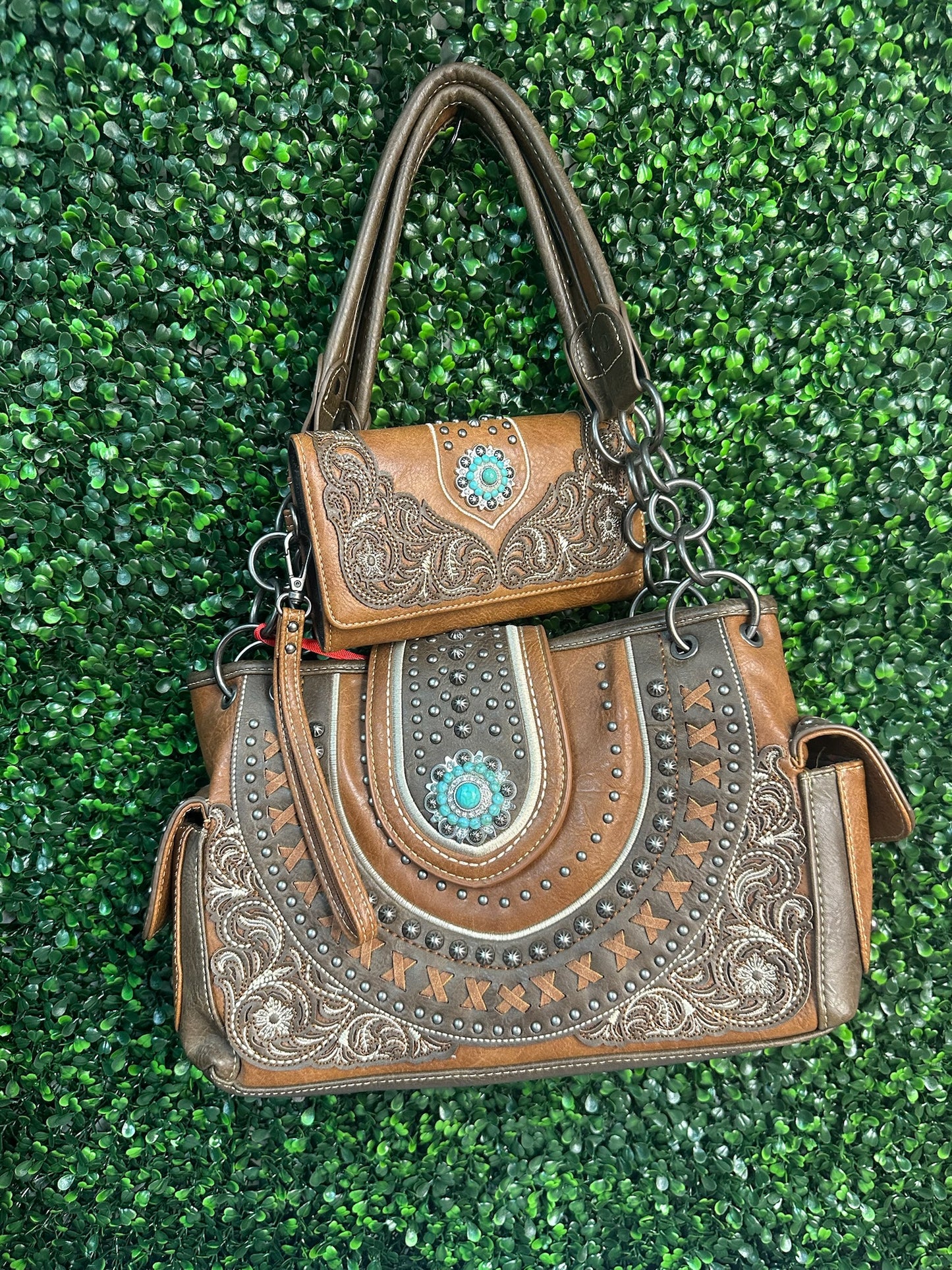 Montana West Concho Collection Satchel/Wallet Set