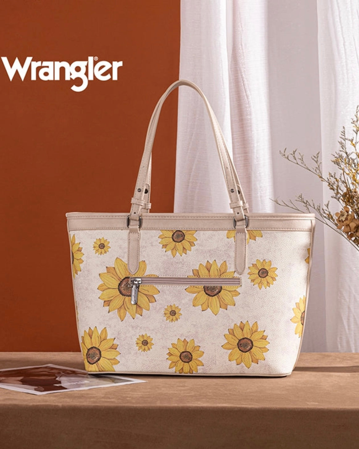 WRANGLER SUNFLOWER PRINT WIDE TOTE BAG