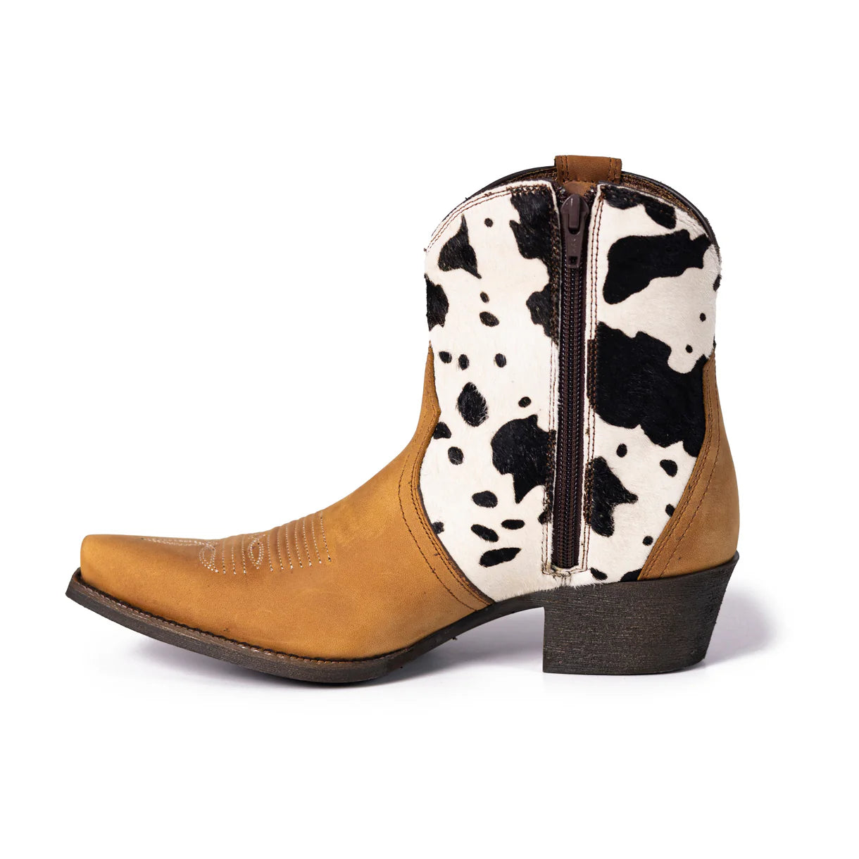 Montana West Women's Western Cow Print Cowgirl Boots - Full Grain Leather, Snip Toe