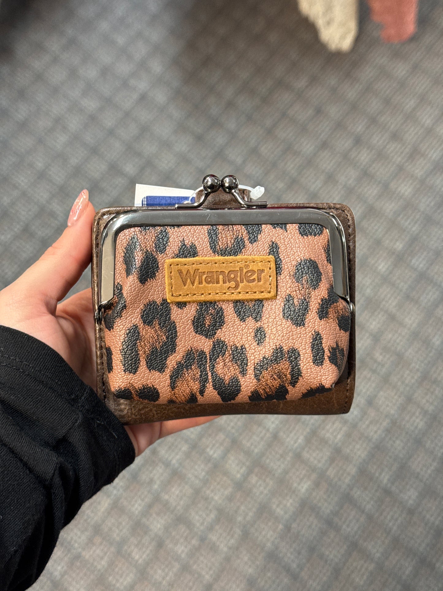 Wrangler Western Leopard Print Small Bi-Fold with Kiss Clasp Coin Purse