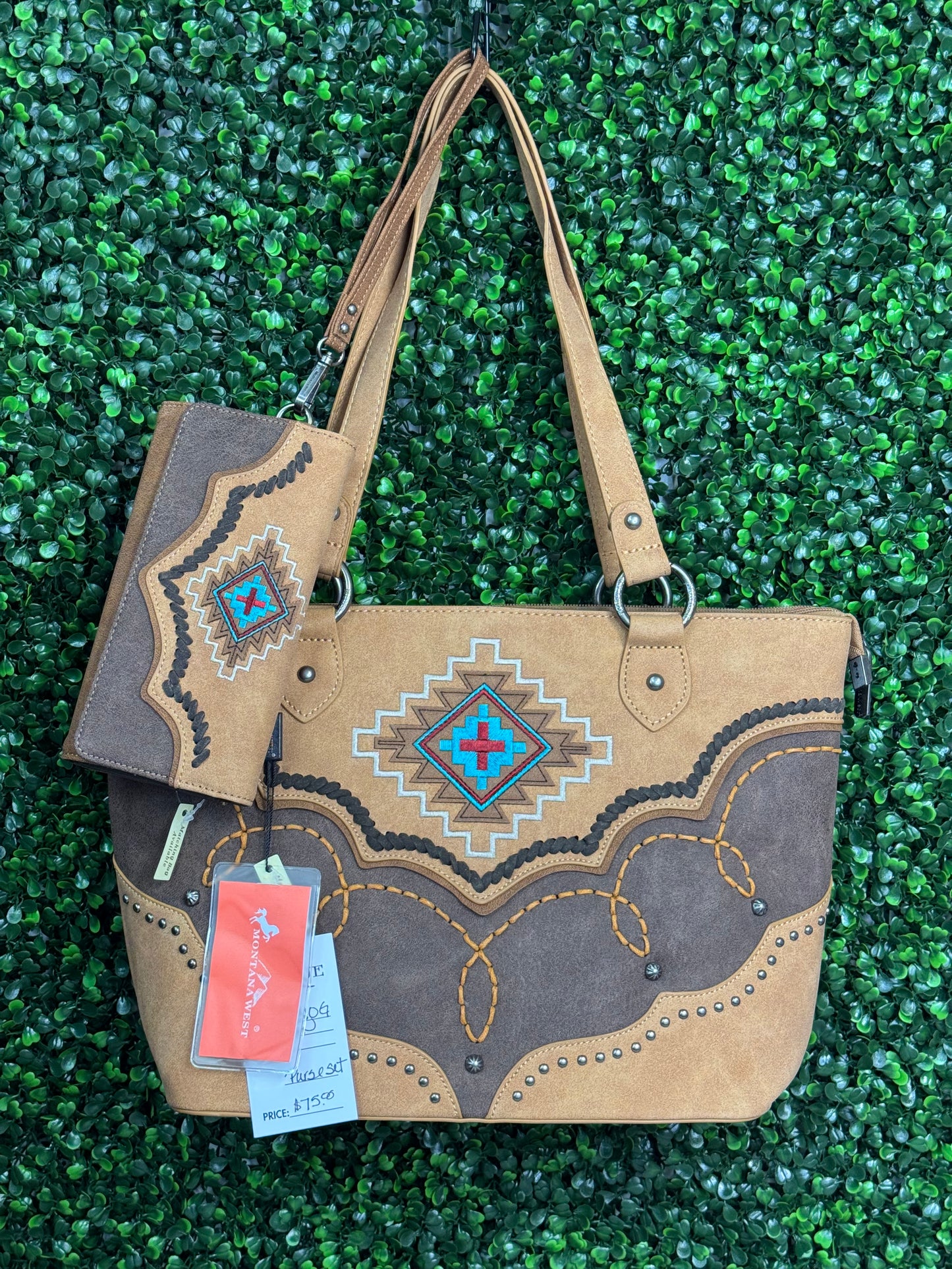 Montana West Aztec Concealed Carry Tote and Wallet Set