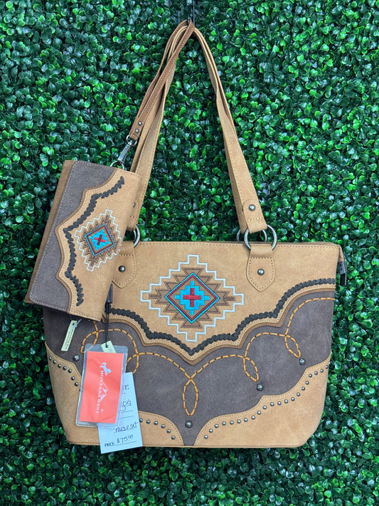 Montana West Aztec Concealed Carry Tote and Wallet Set