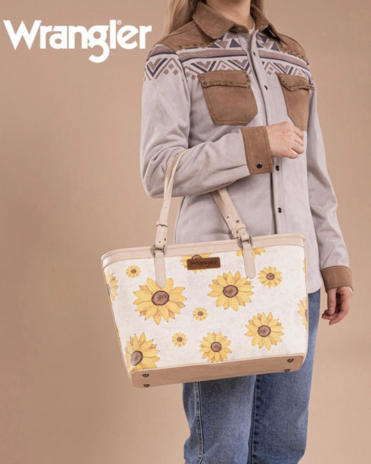 WRANGLER SUNFLOWER PRINT WIDE TOTE BAG