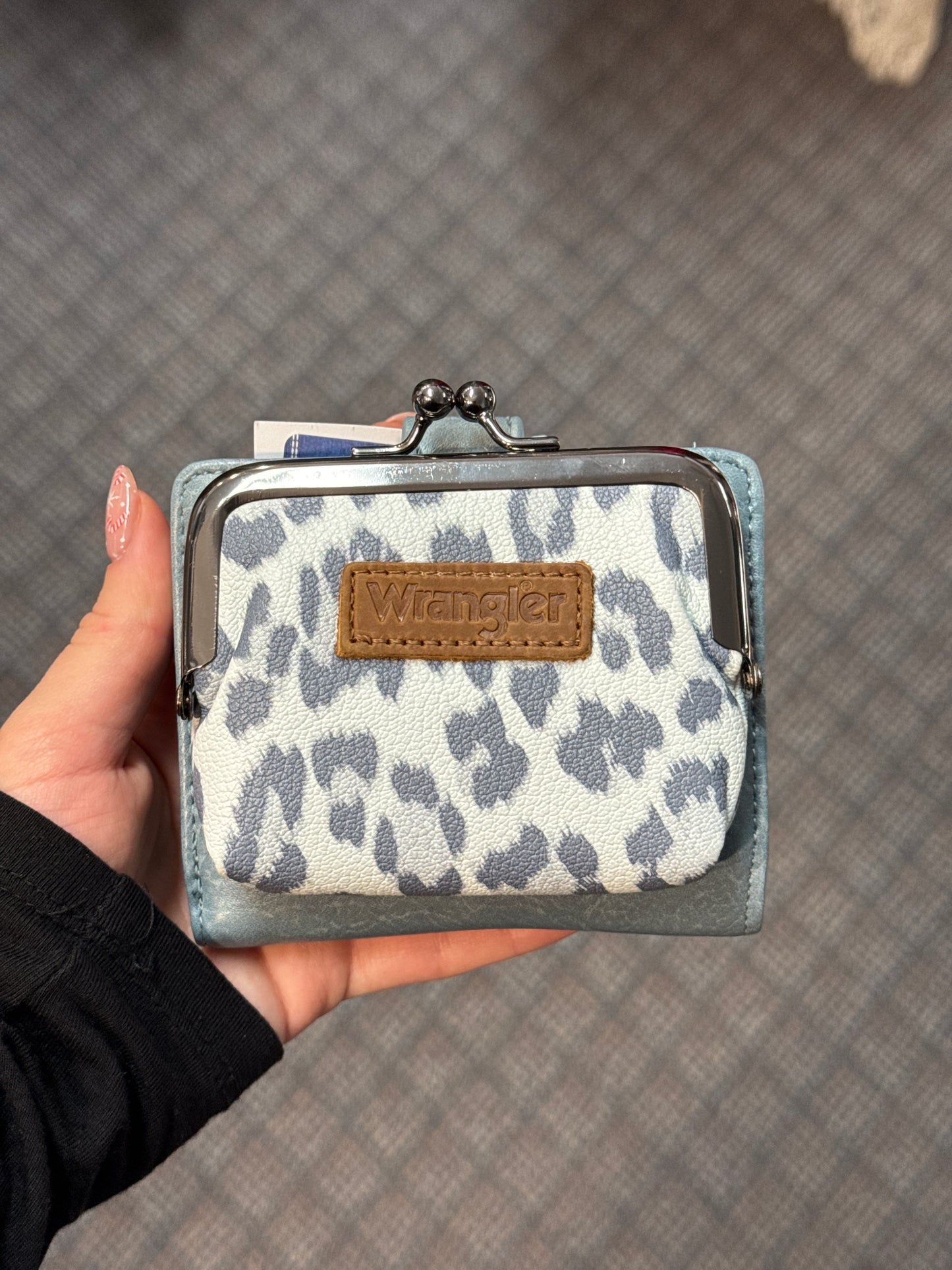 Wrangler Western Leopard Print Small Bi-Fold with Kiss Clasp Coin Purse