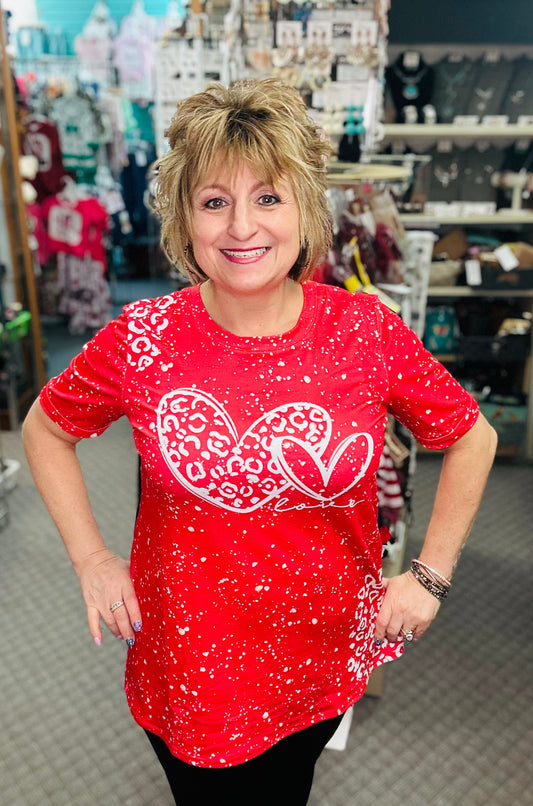 Leopard Print Heart Graphic Tee