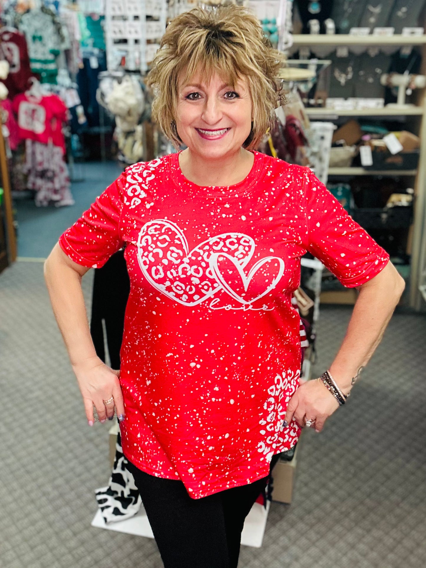 Leopard Print Heart Graphic Tee